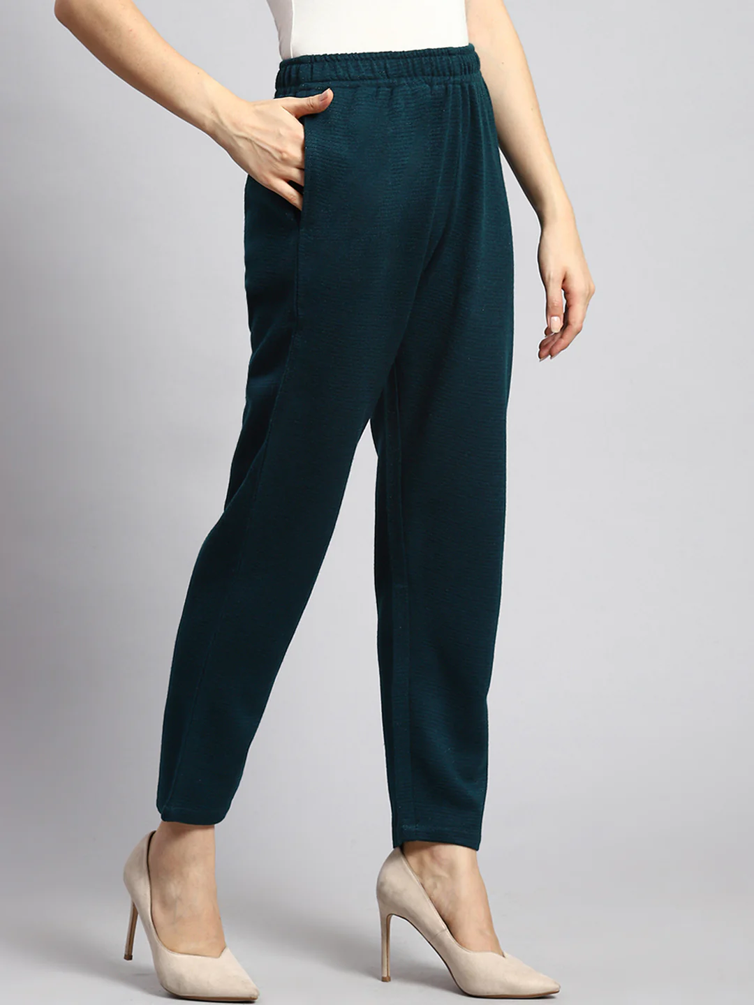Women Blue Self Winter Lower - Image 3