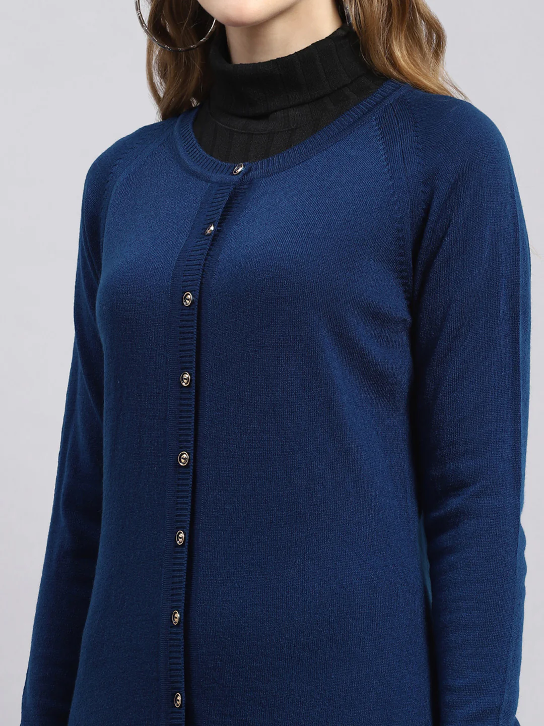 Women Blue Solid Cardigan - Image 6