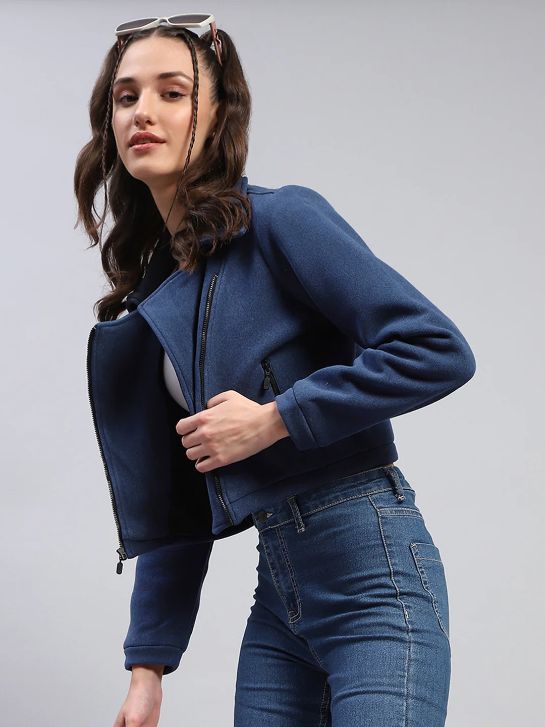 Rock.it Women Blue Solid Collar Full Sleeve Jacket - Image 6