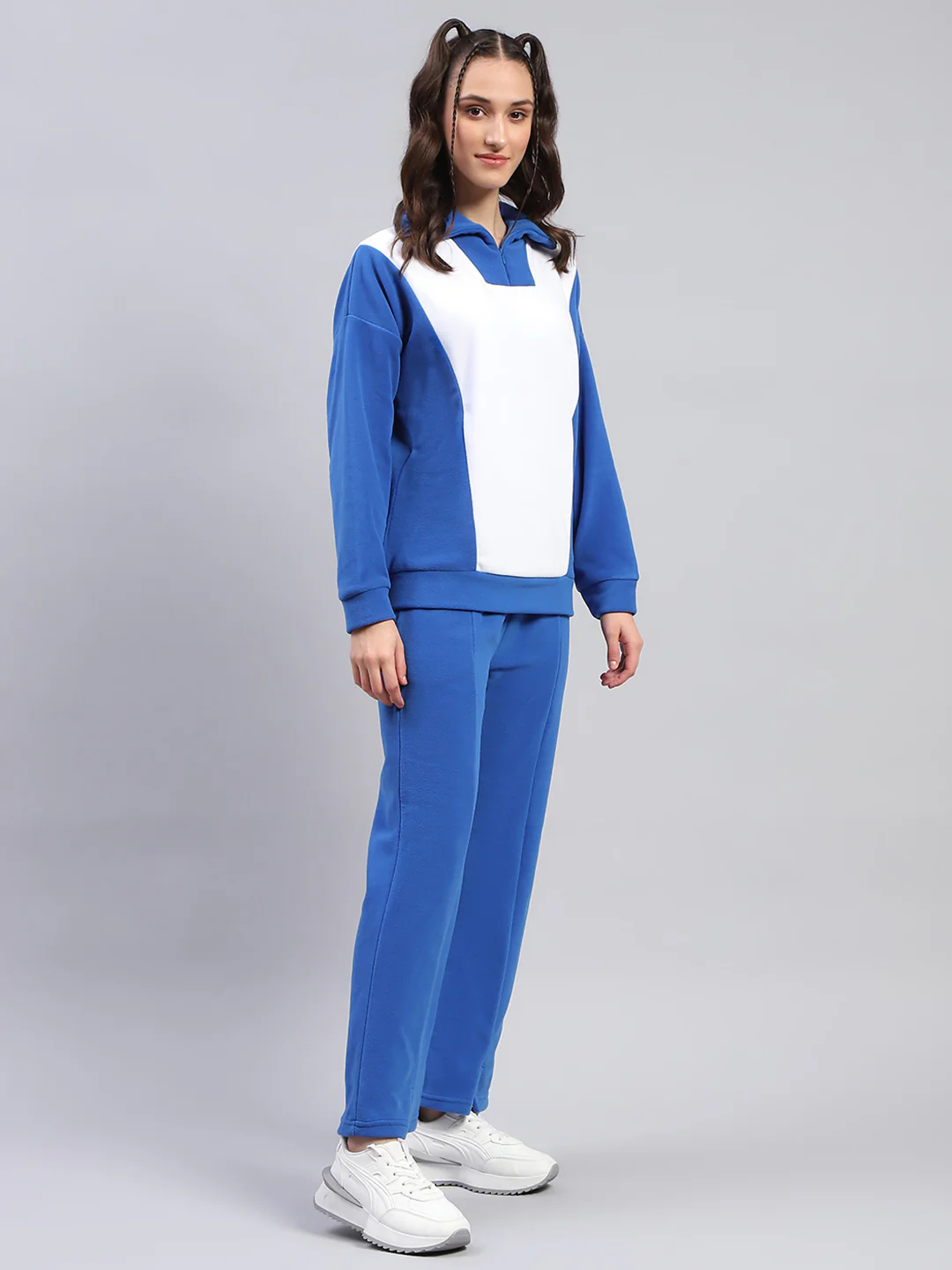Rock.it Women Blue Solid Collar Full Sleeve Tracksuit - Image 4