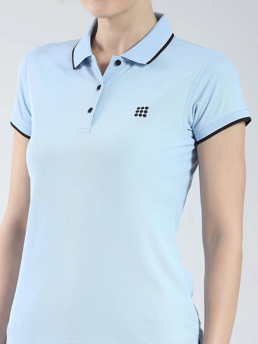 Rock.it Women Blue Solid Collar Half Sleeve T-Shirt - Image 6