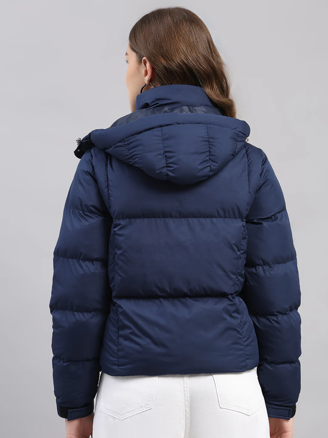 Women Blue Solid Hooded Full Sleeve Jacket - Image 5