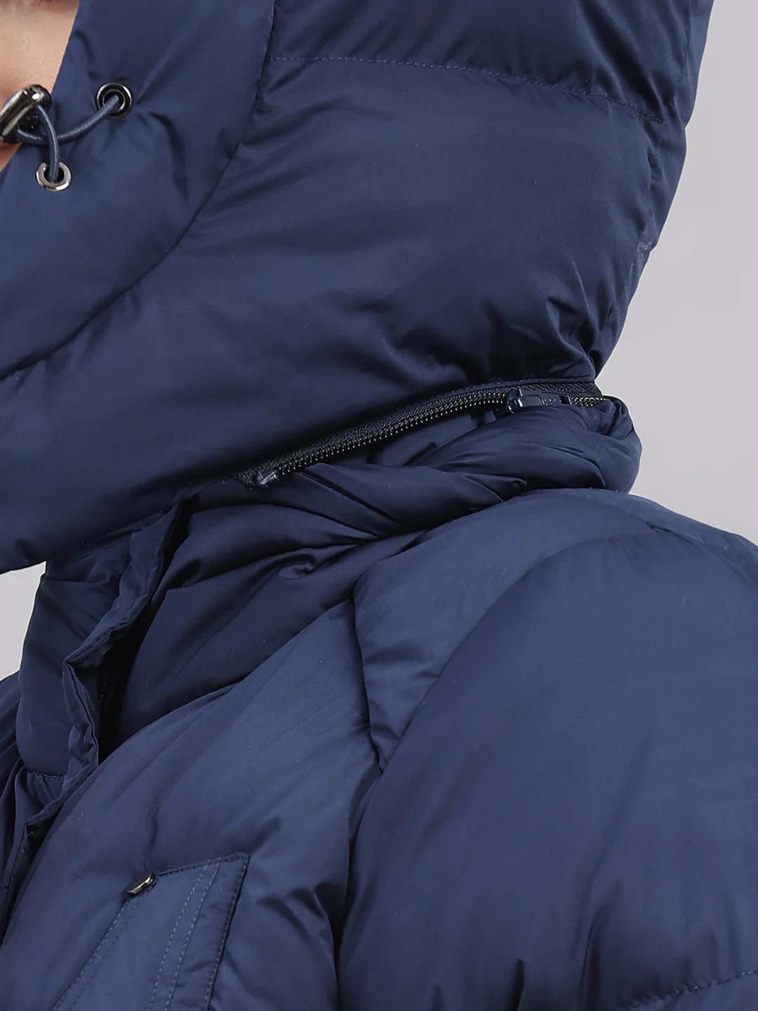 Women Blue Solid Hooded Full Sleeve Jacket - Image 8