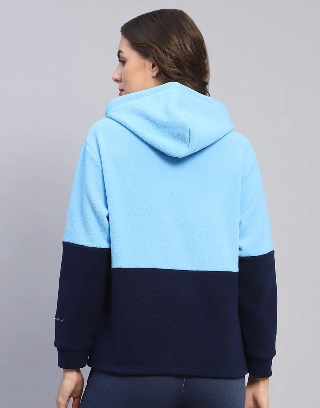 Rock.it Women Blue Solid Hooded Full Sleeve Sweatshirt - Image 5