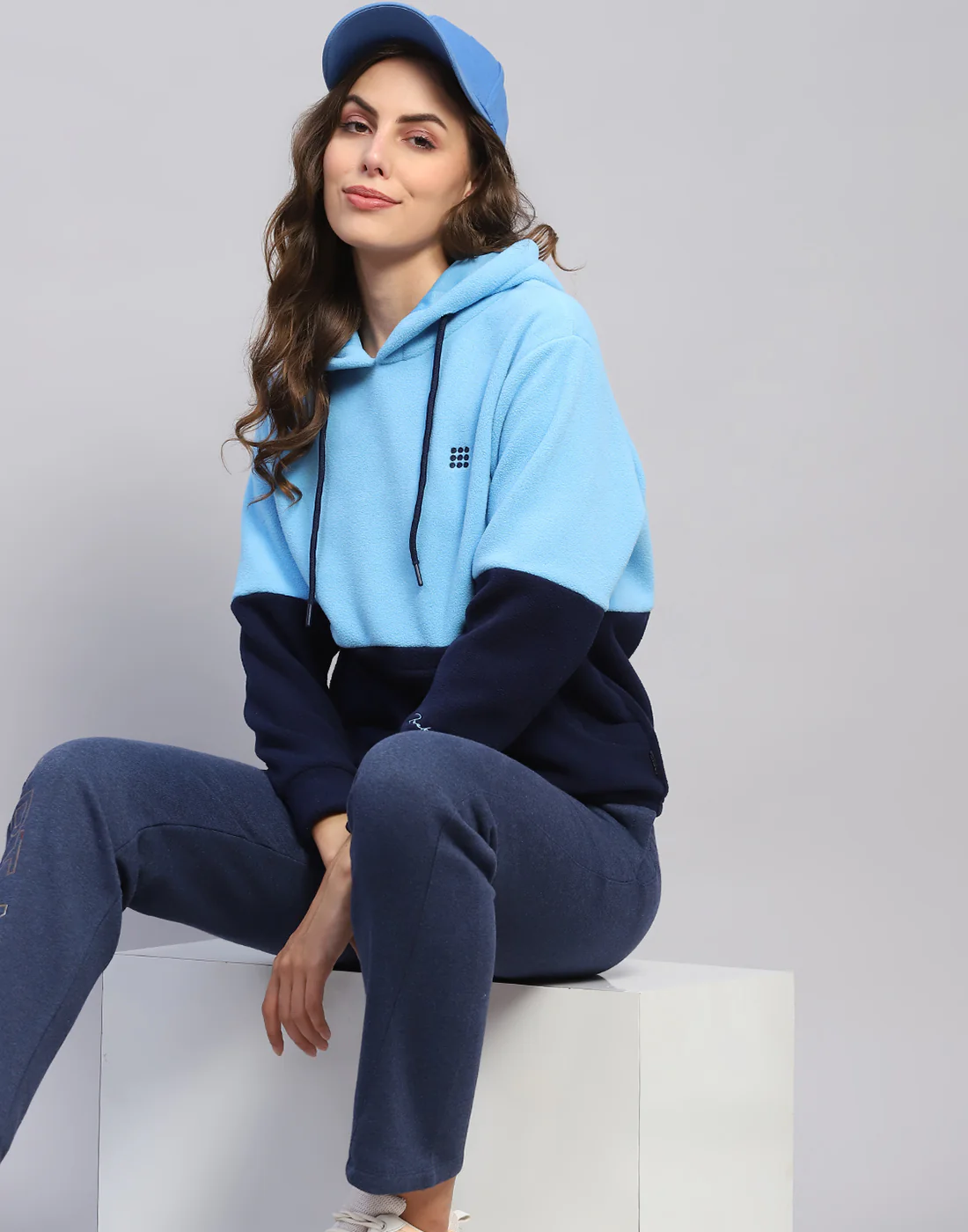 Rock.it Women Blue Solid Hooded Full Sleeve Sweatshirt - Image 6