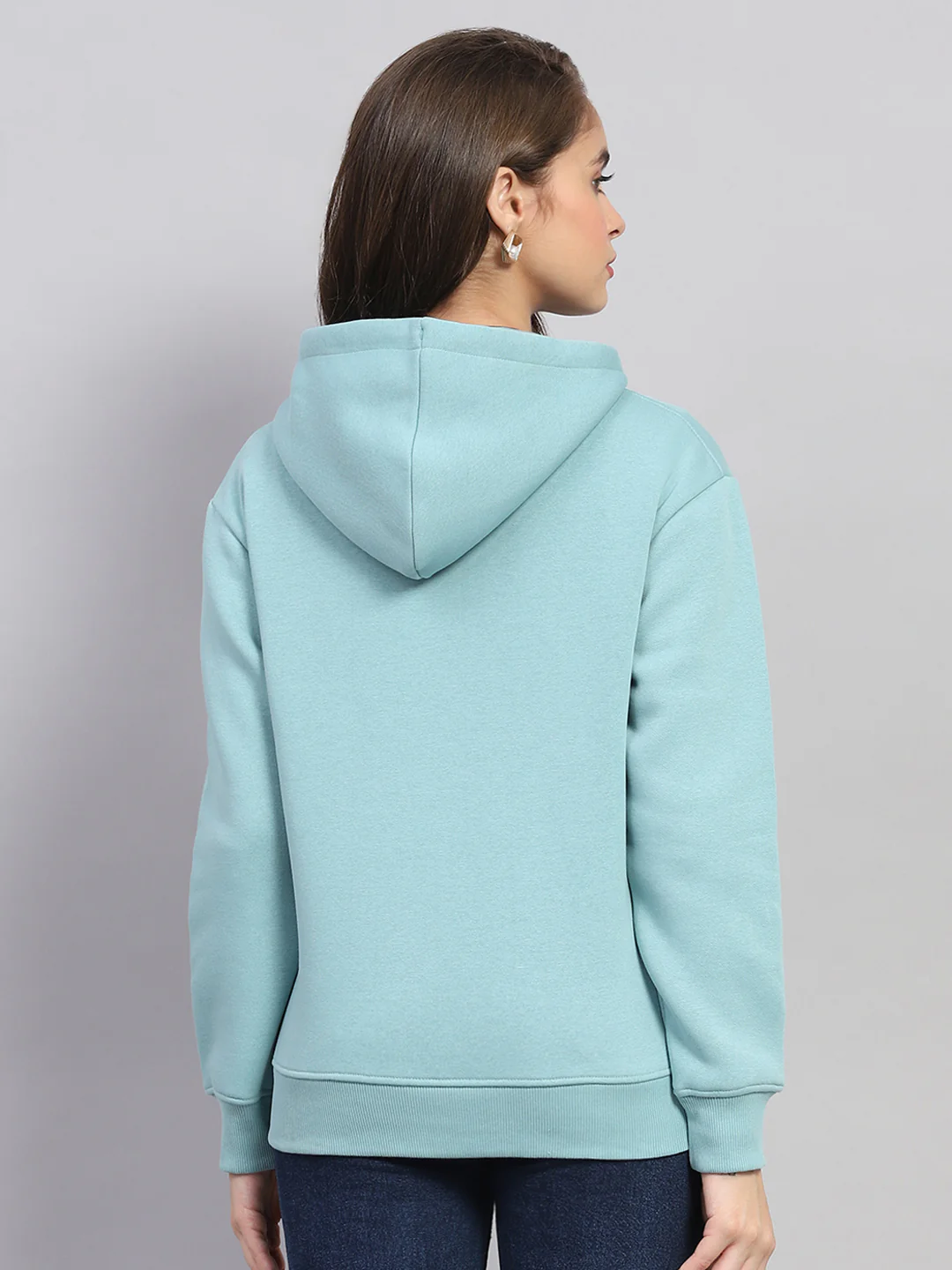 Rock.it Women Blue Solid Hooded Full Sleeve Sweatshirt - Image 5