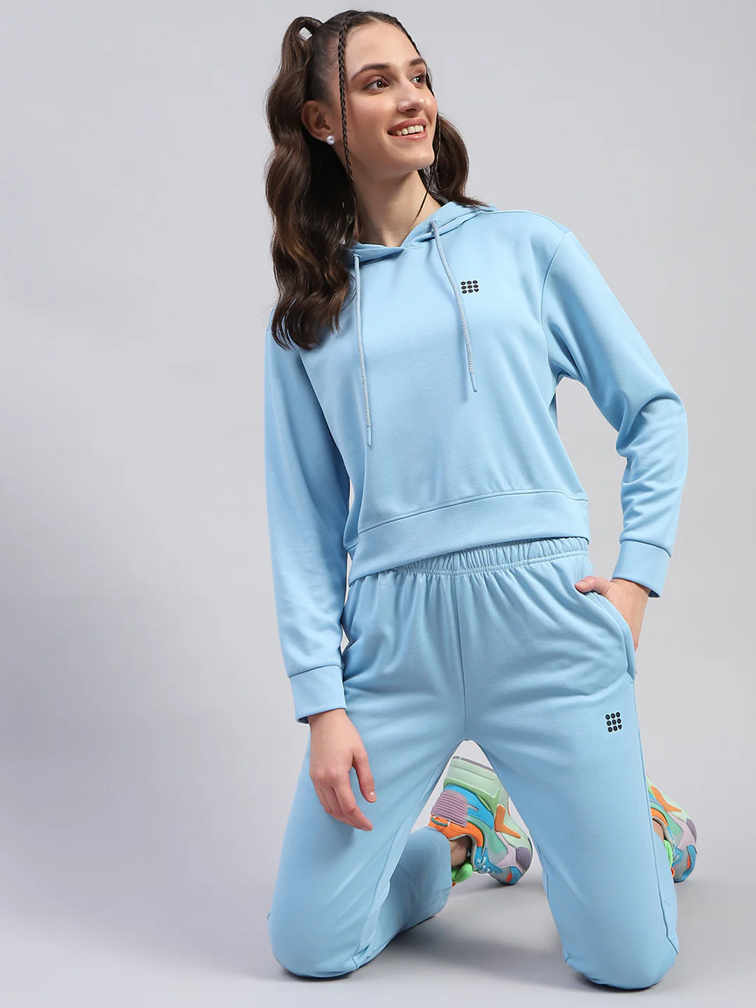 Rock.it Women Blue Solid Hooded Full Sleeve Tracksuit - Image 2