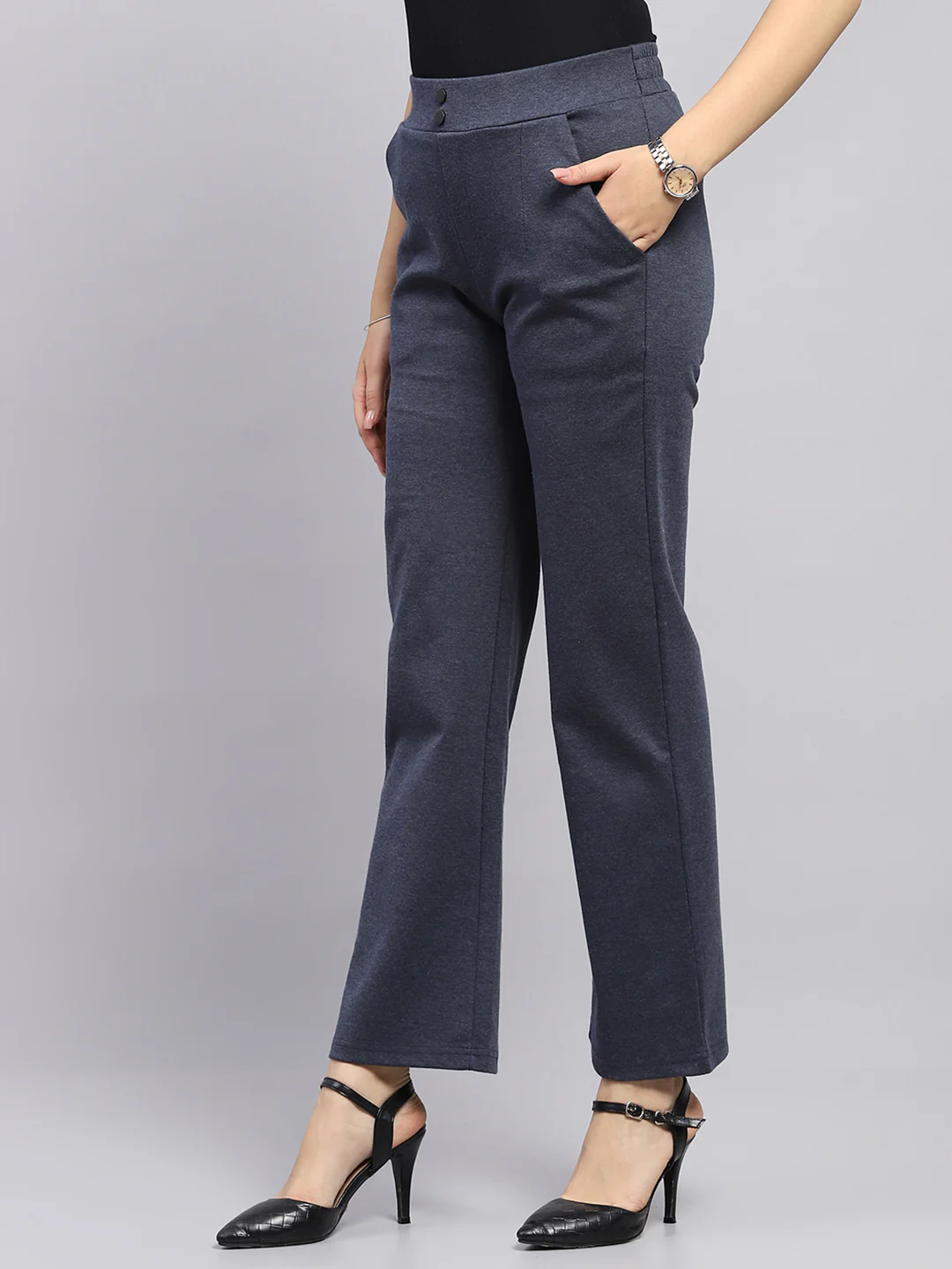 Women Blue Solid Jegging - Image 3