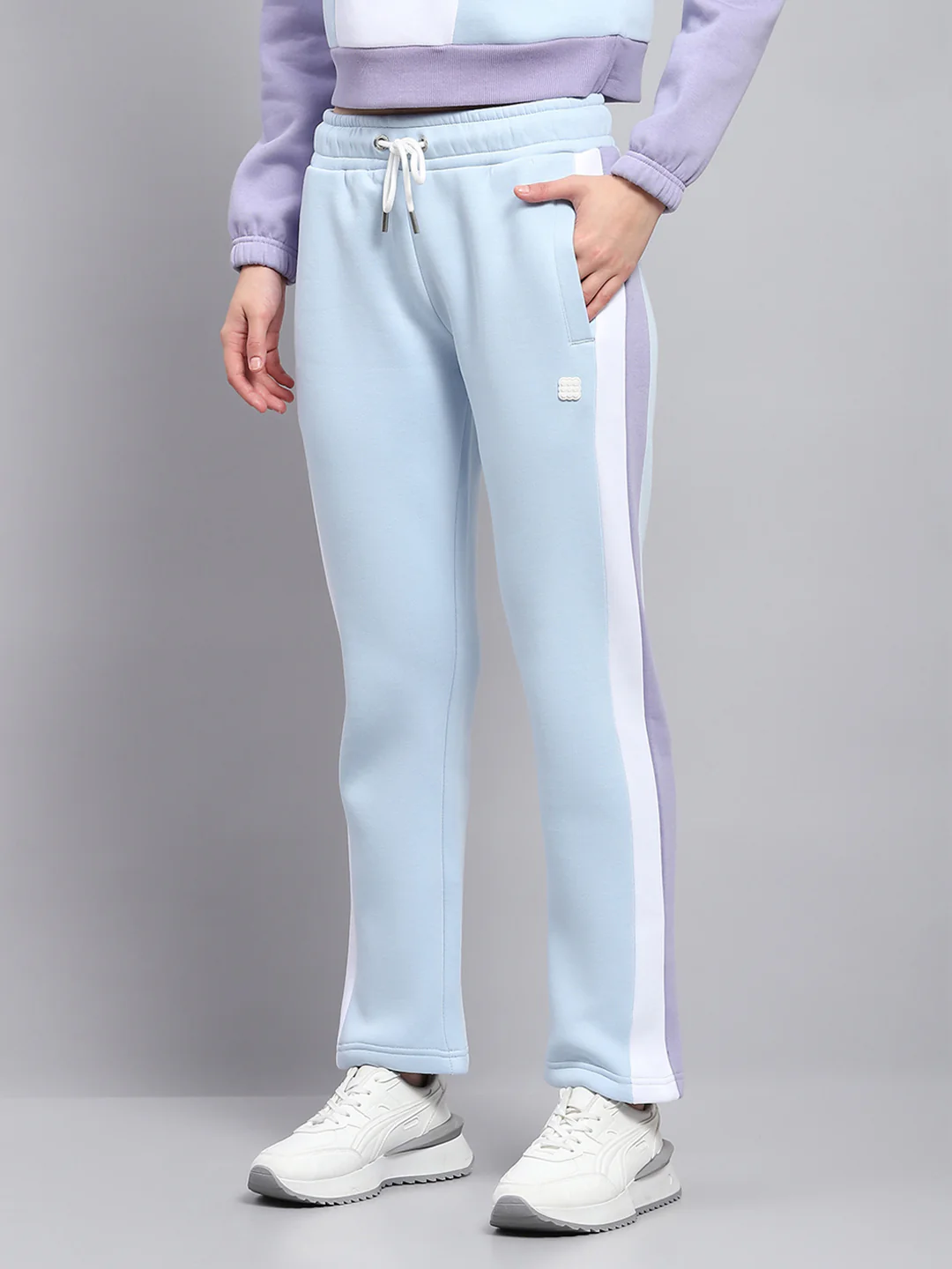 Rock.it Women Blue Solid Mock Neck Full Sleeve Tracksuit - Image 8