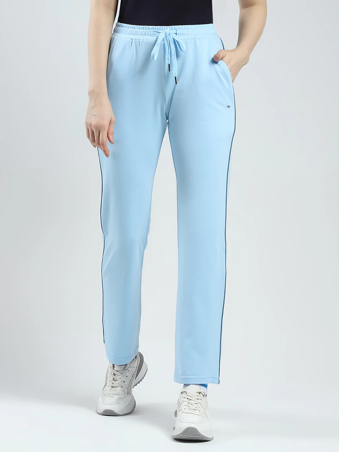 Women Blue Solid Regular Fit Lower - Image 3