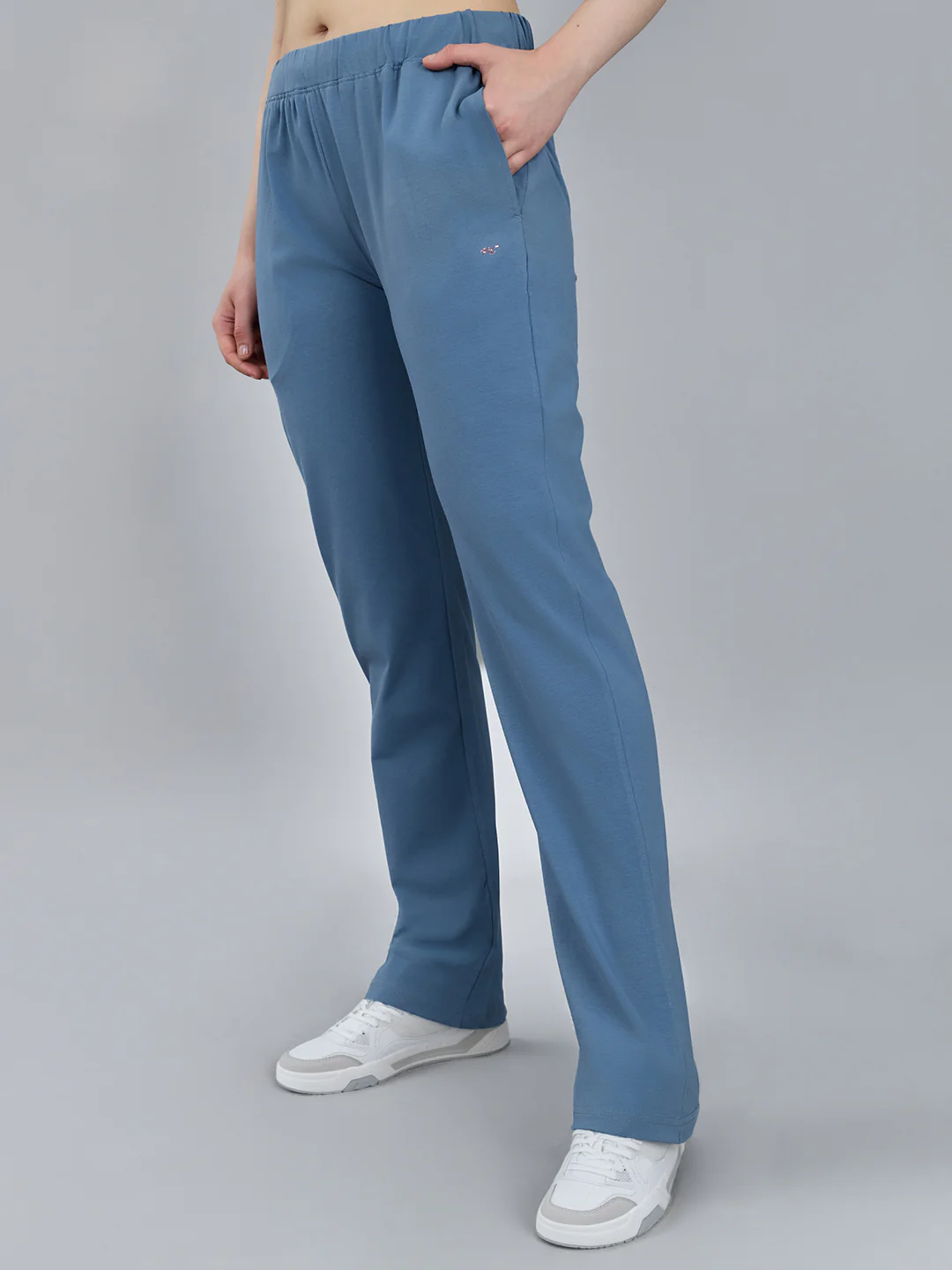 Women Blue Solid Regular Fit Lower - Image 2