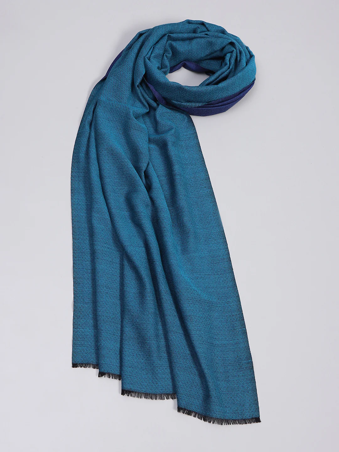 Women Blue Solid Reversible Shawl - Image 8