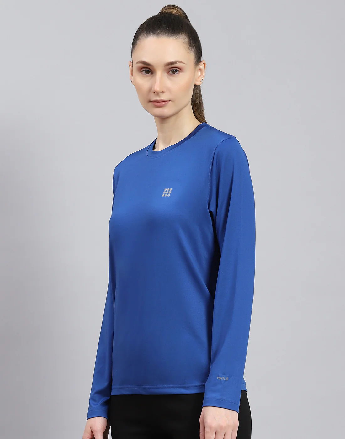 Rock.it Women Blue Solid Round Neck Full Sleeve Top - Image 3