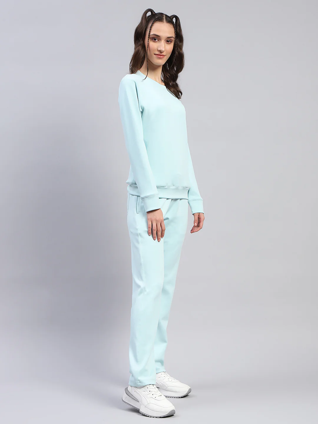 Rock.it Women Blue Solid Round Neck Full Sleeve Cords Set - Image 5