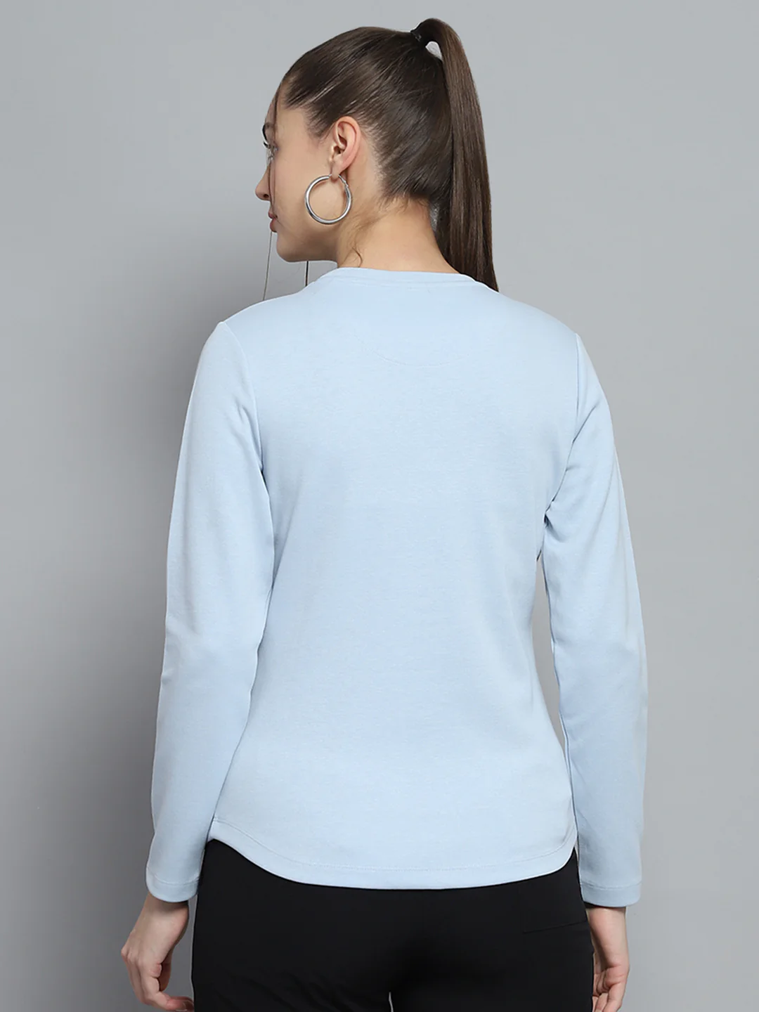 Rock.it Women Blue Solid Round Neck Full Sleeve Winter Tops - Image 5