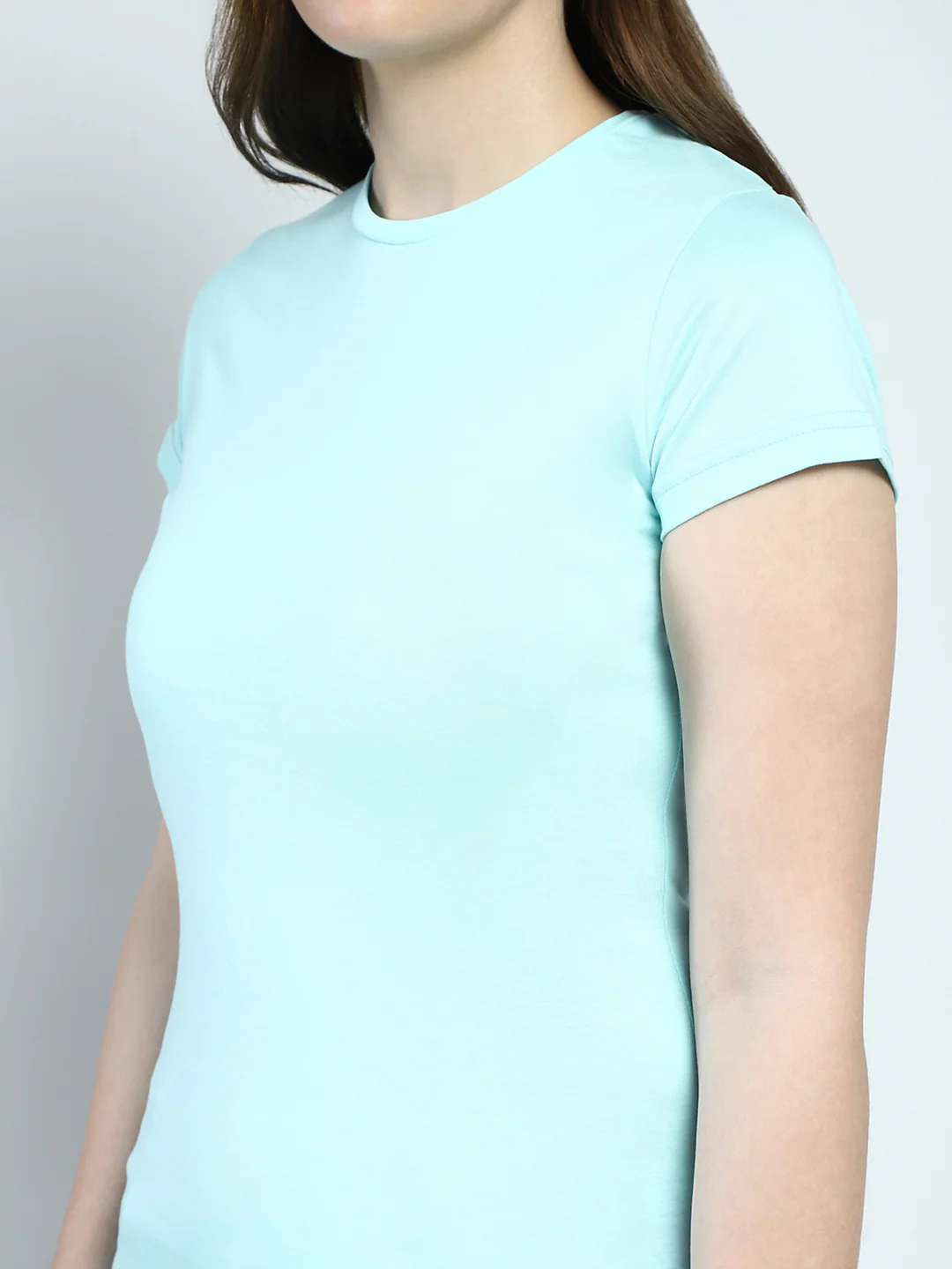 Women Blue Solid Round Neck Half Sleeve Top - Image 7