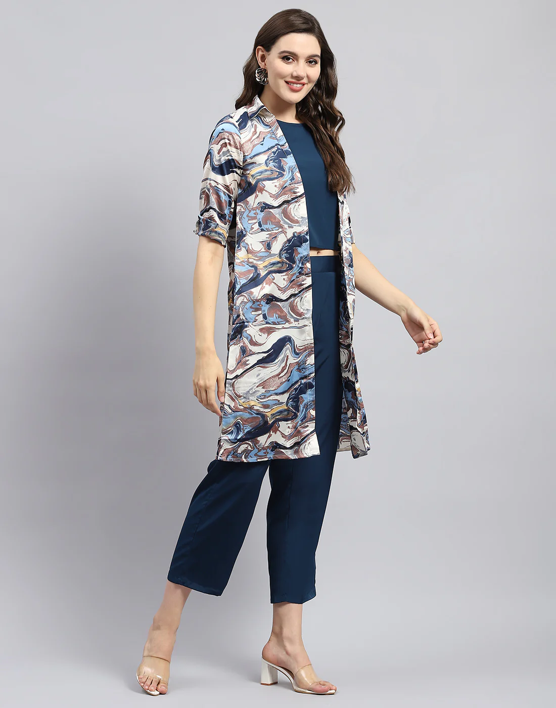 Women Blue Solid Round Neck Sleeveless Combo 3Pc Set - Image 5