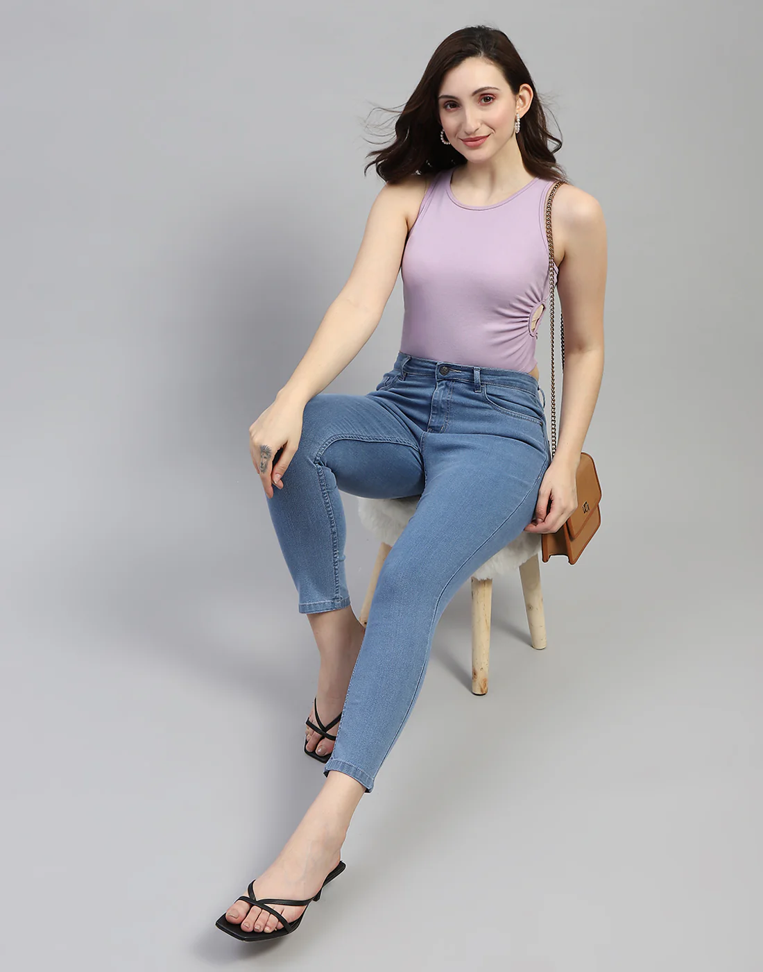 Women Blue Solid Slim Fit Denim - Image 2