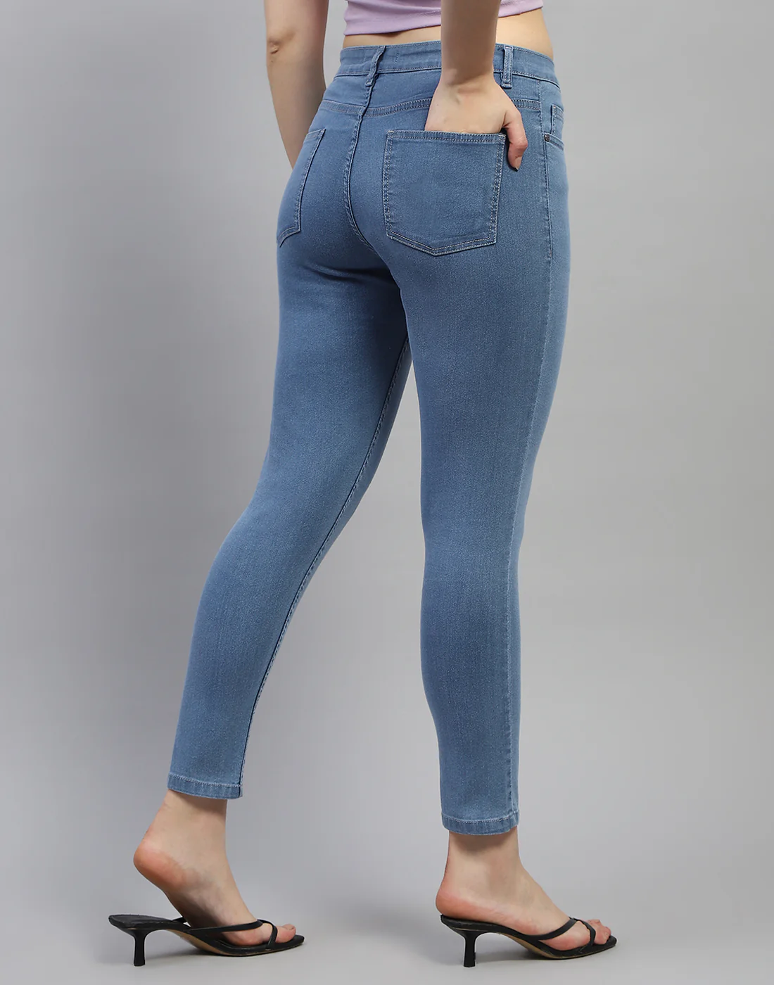 Women Blue Solid Slim Fit Denim - Image 5