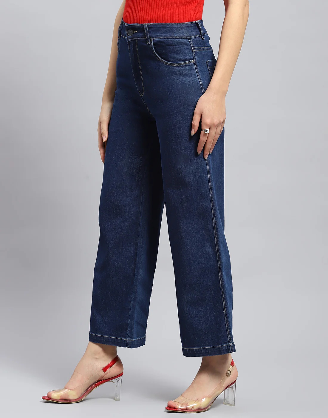 Women Blue Solid Slim Fit Denim - Image 5