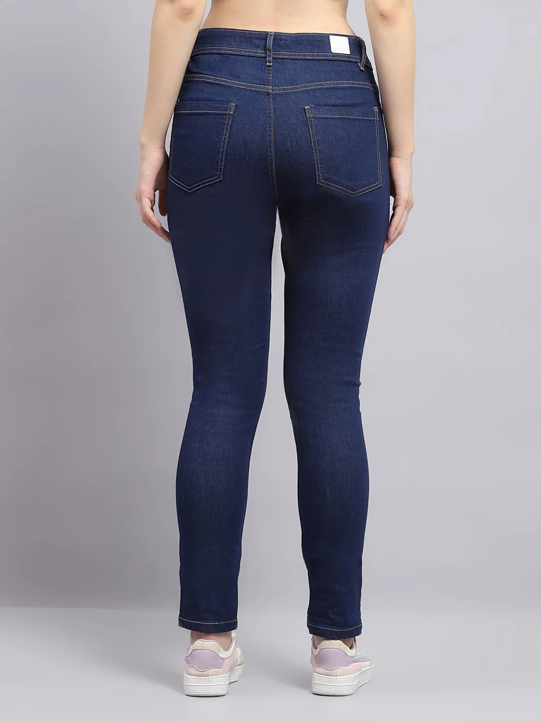 Women Blue Solid Slim Fit Denim - Image 5