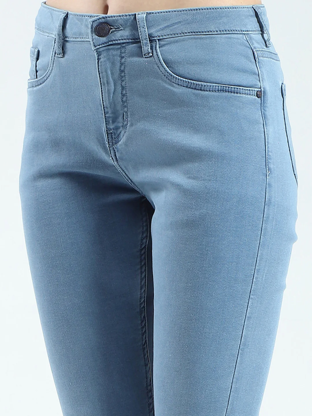 Women Blue Solid Slim Fit Denim - Image 6