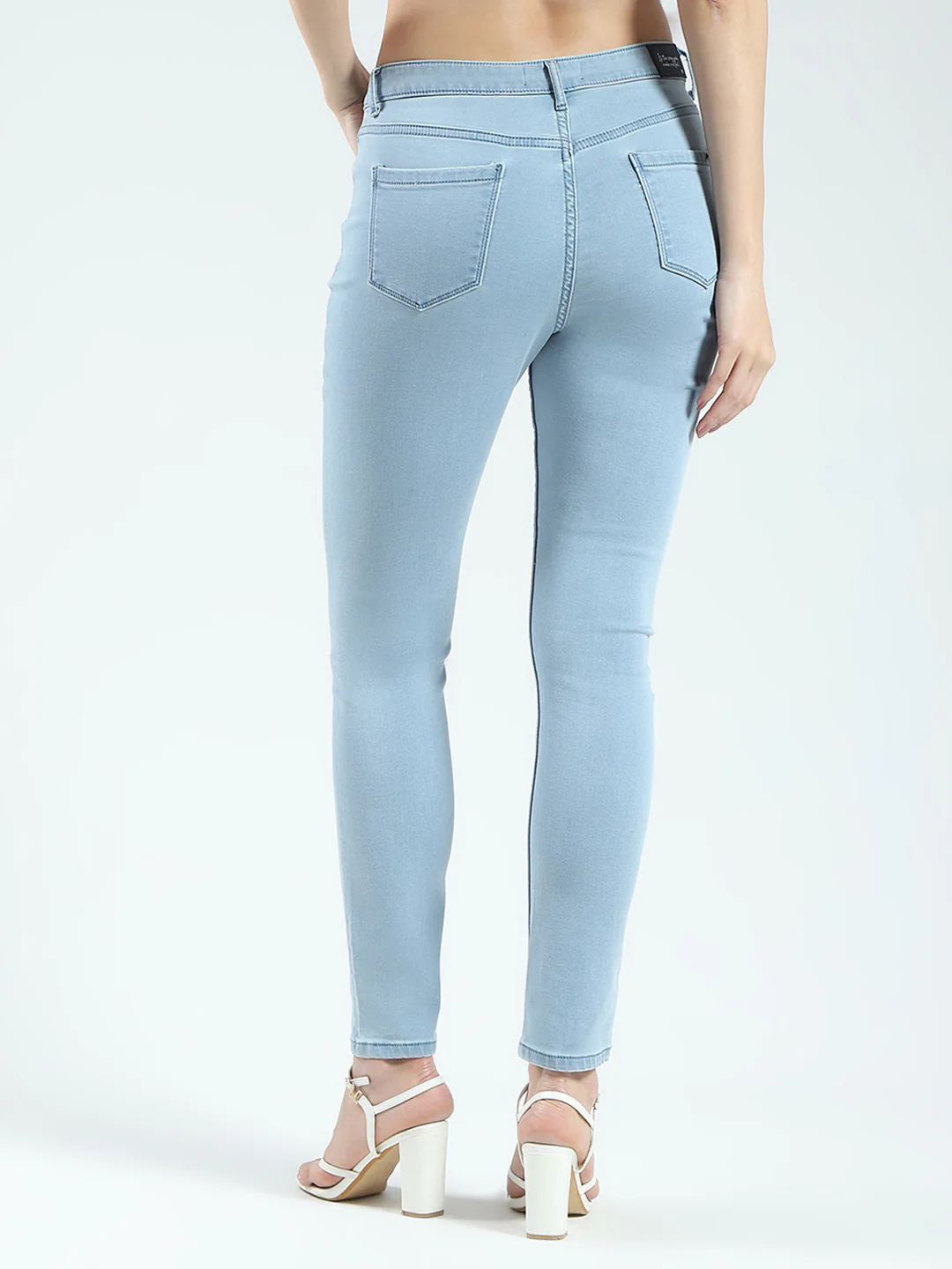 Women Blue Solid Slim Fit Denim - Image 5