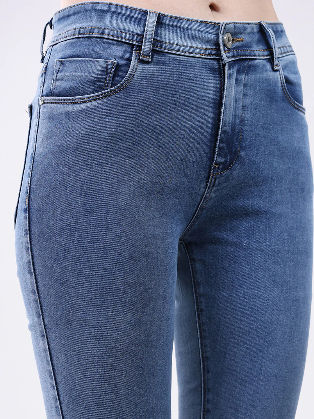Women Blue Solid Slim Fit Denim - Image 7