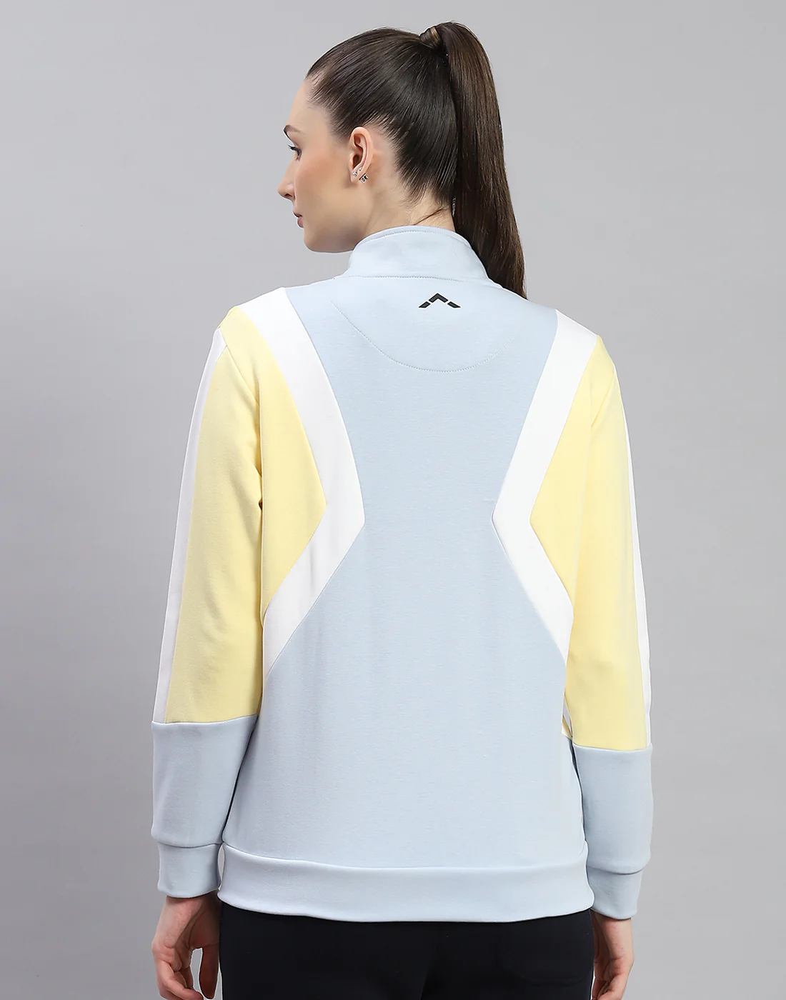 Rock.it Women Blue Solid Stand Collar Full Sleeve Sweatshirt - Image 5