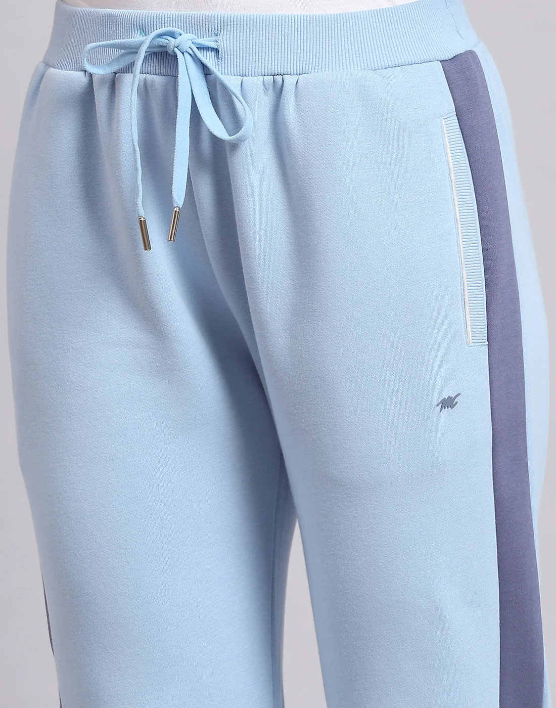 Women Blue Solid Stand Collar Full Sleeve Tracksuit - Image 9