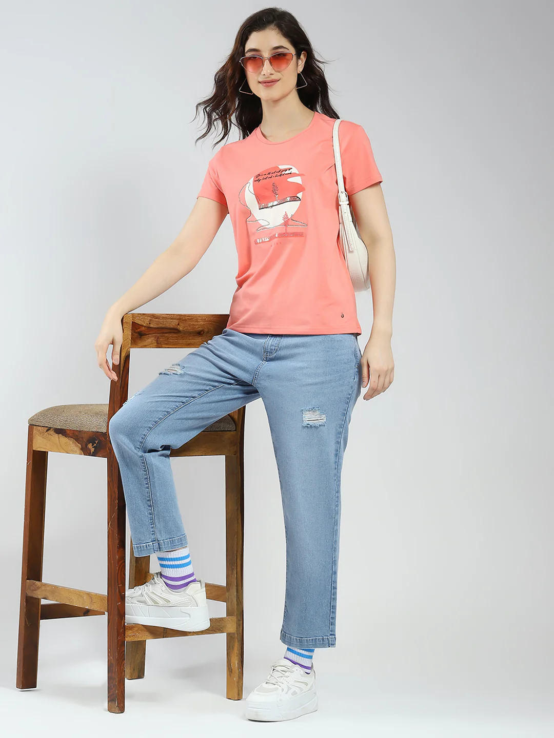 Women Blue Solid Straight Fit Denim - Image 3