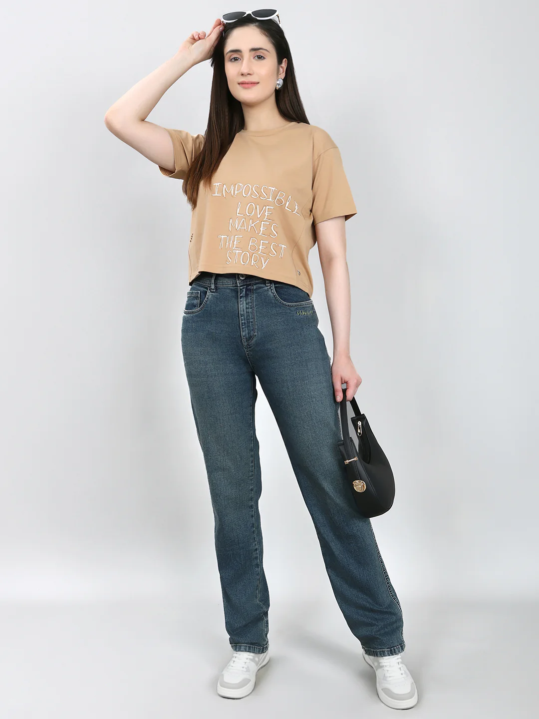 Women Blue Solid Straight Fit Denim - Image 6