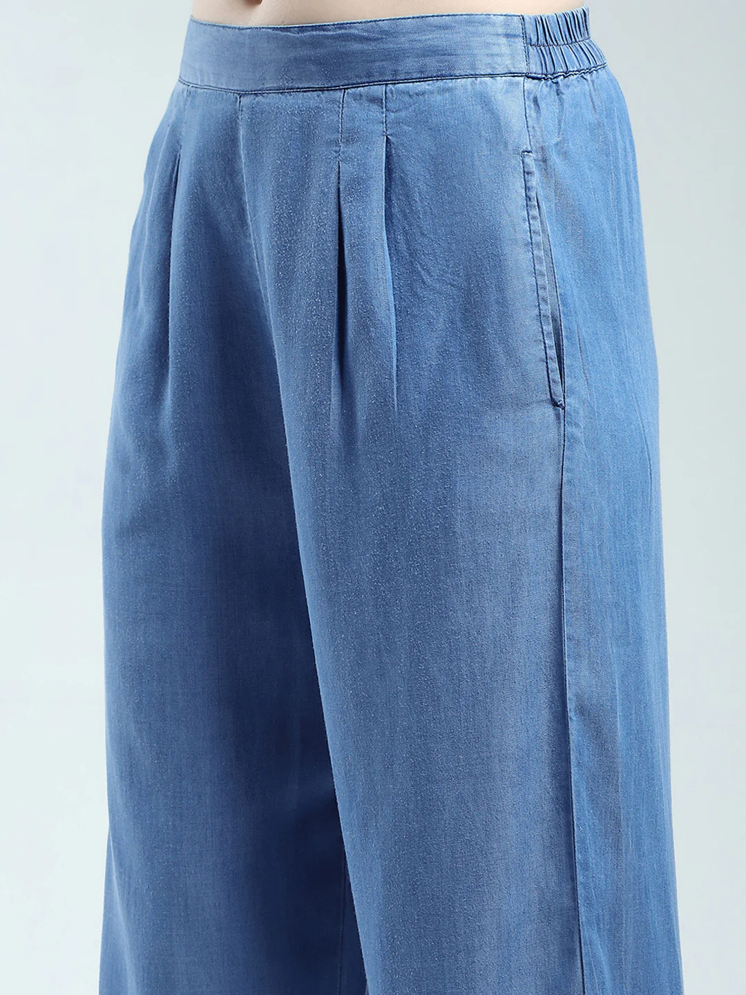 Women Blue Solid Round Neck 3/4th Sleeve Cords Set - Image 8