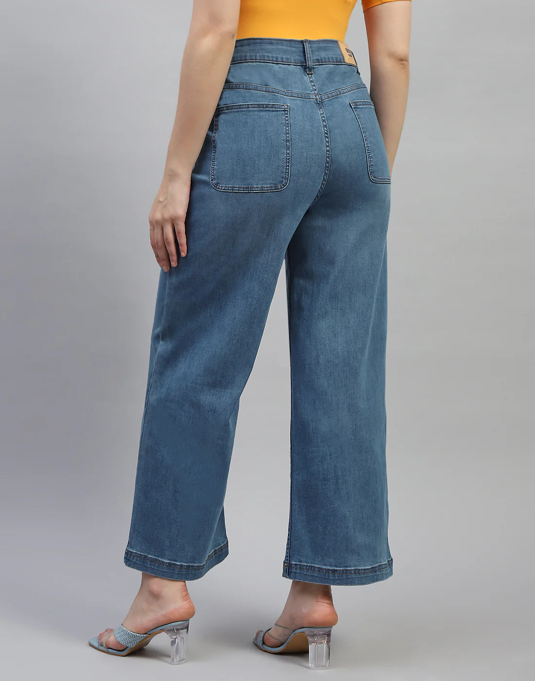Women Blue Solid Wide Leg Denim - Image 5