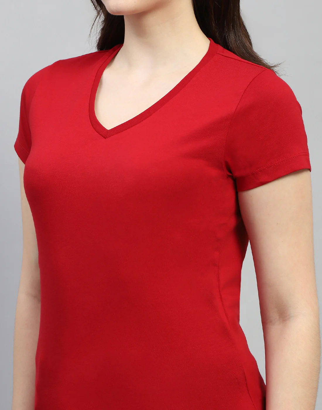 Women Bluish Purple & Red Solid V Neck Half Sleeve Top (Pack of 2) - Image 10