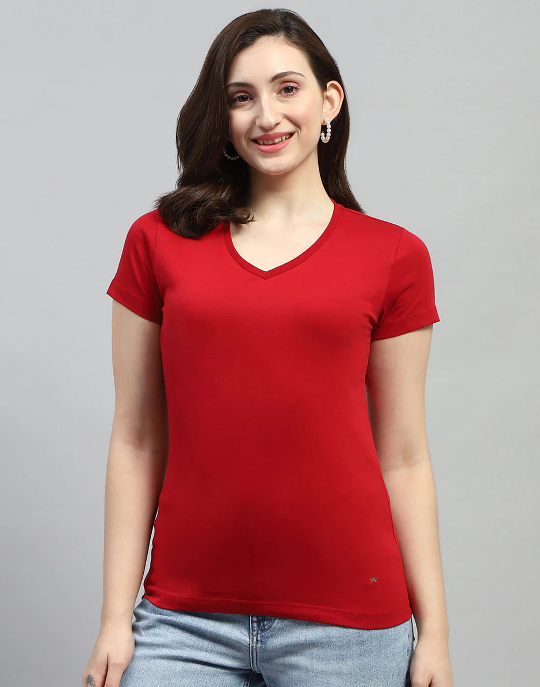 Women Bluish Purple & Red Solid V Neck Half Sleeve Top (Pack of 2) - Image 3