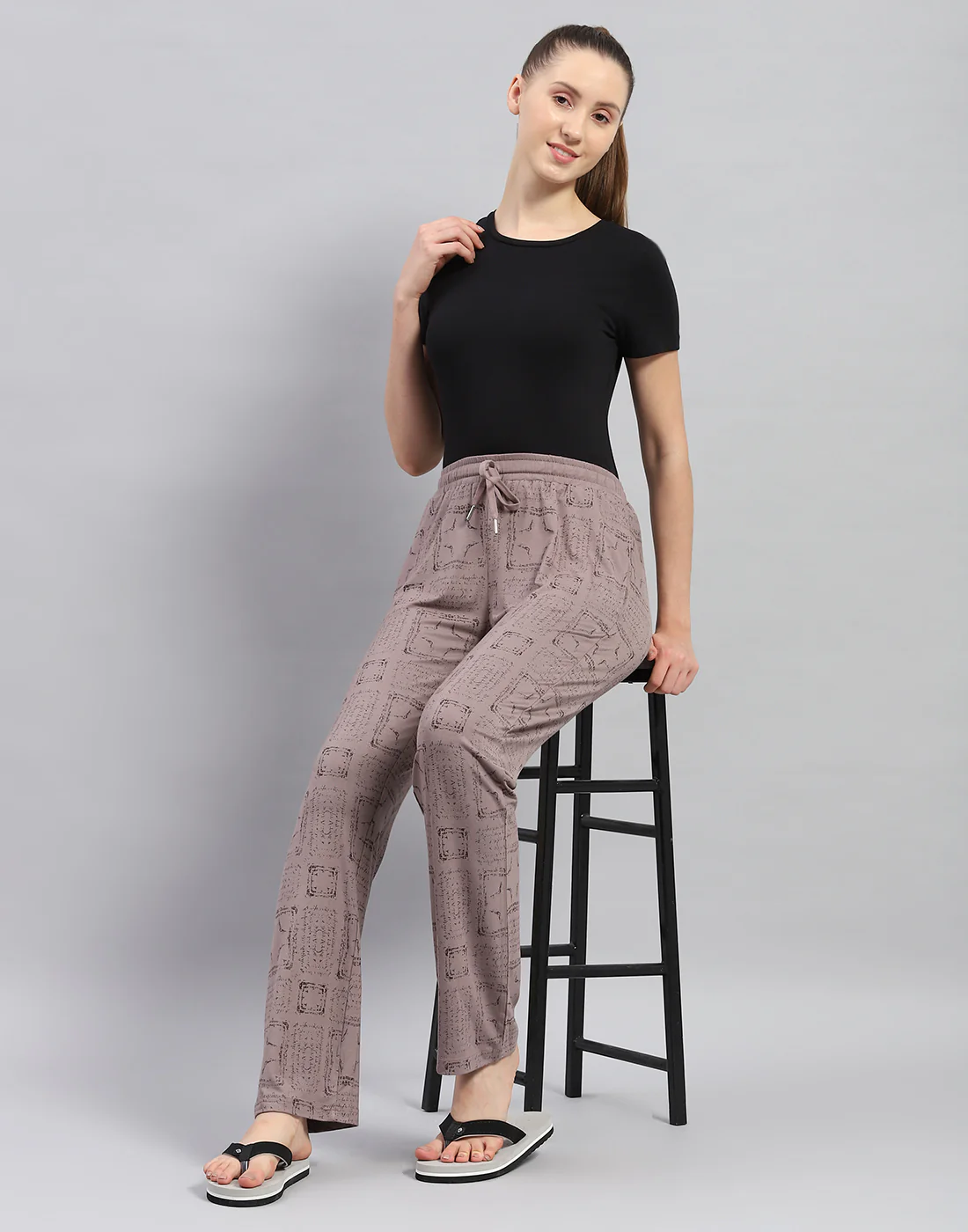 Women Brown Printed Regular Fit Lower - Image 2