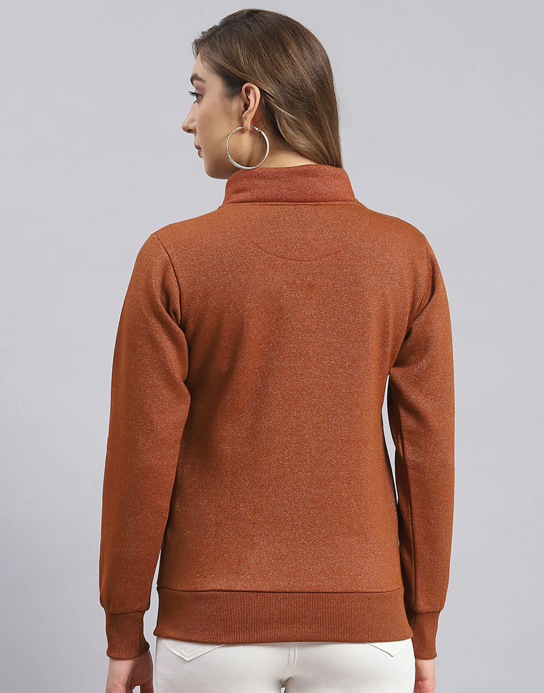 Women Brown Printed Round Neck Full Sleeve Sweatshirt - Image 6
