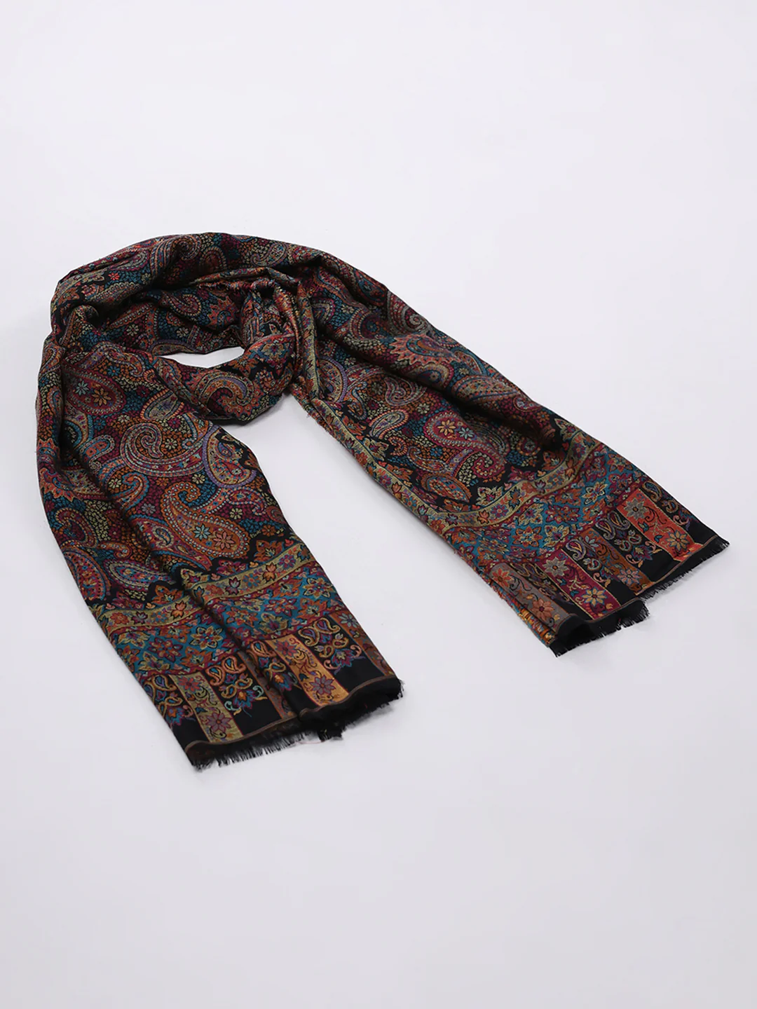 Women Brown Printed Wool Blend Shawl - Image 2
