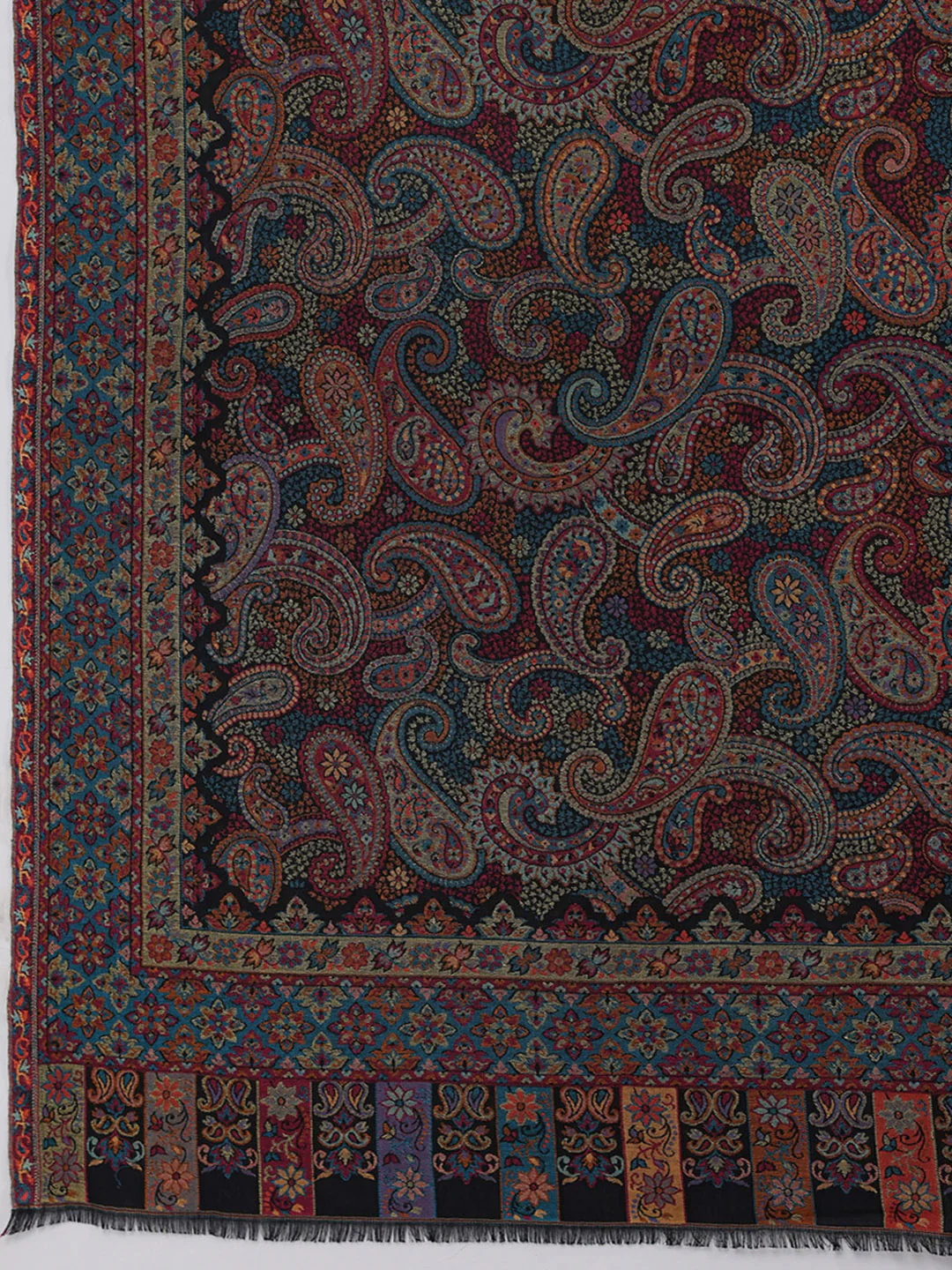 Women Brown Printed Wool Blend Shawl - Image 6