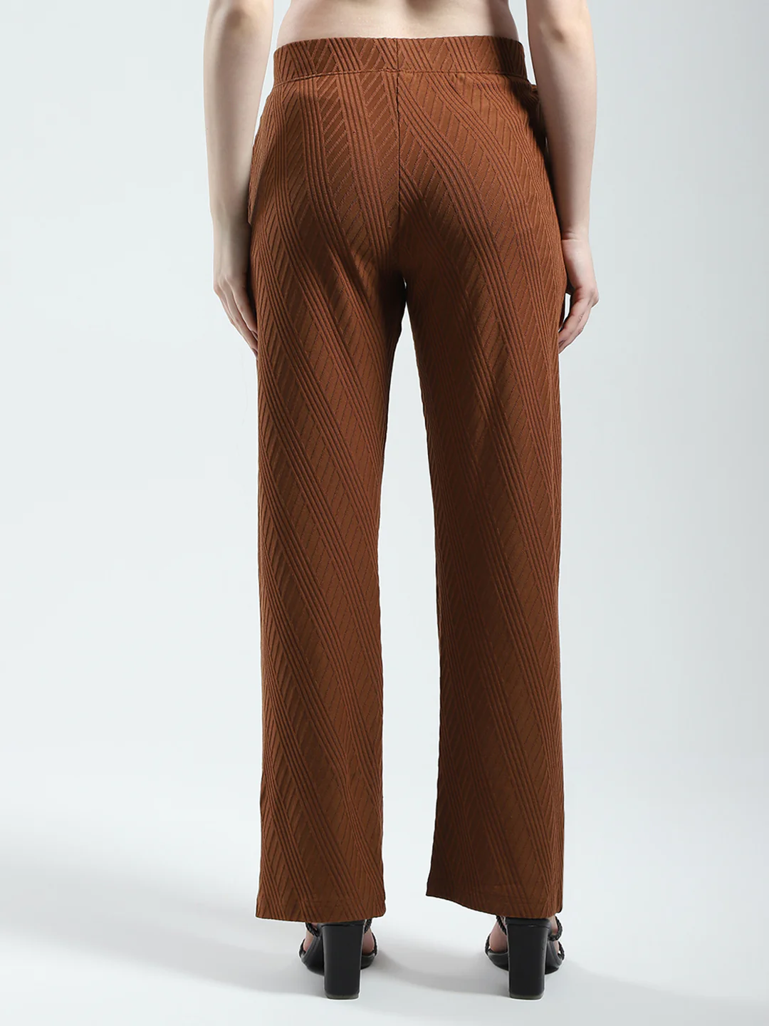 Women Brown Self Design Regular Fit Lower - Image 5