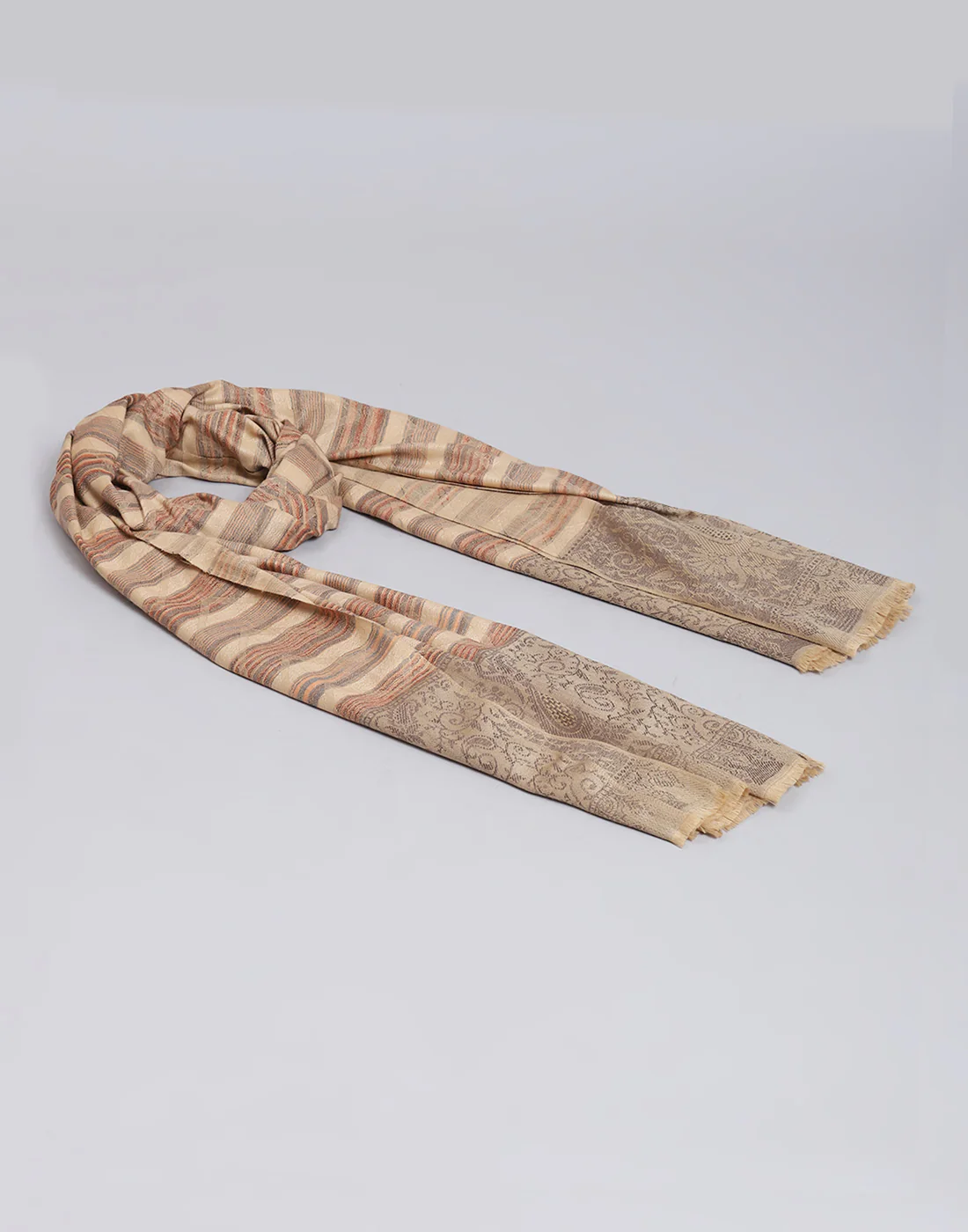 Women Brown Self Design Shawl - Image 6