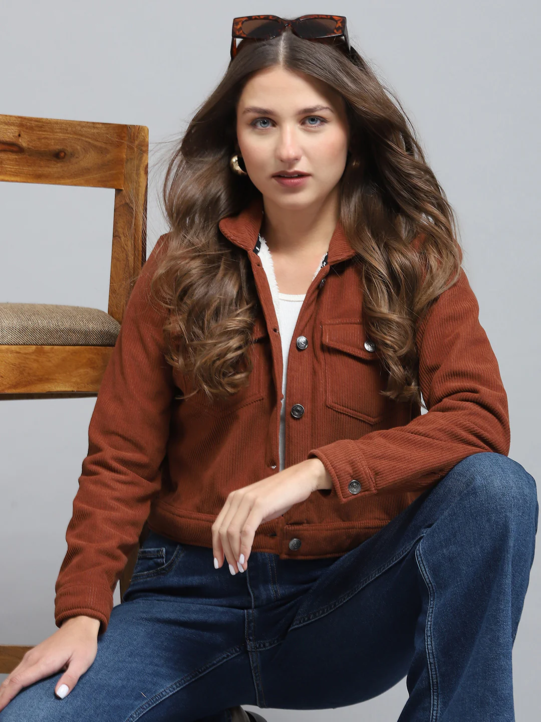 Rock.it Women Brown Solid Collar Full Sleeve Jacket - Image 6