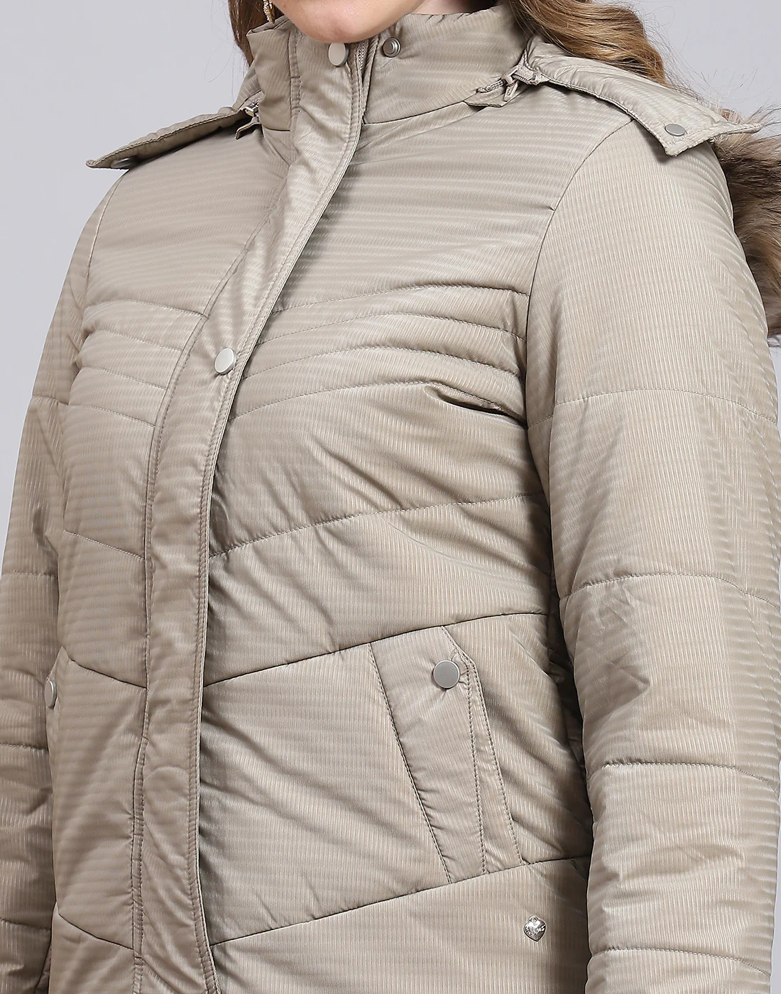 Women Brown Solid Hooded Full Sleeve Jacket - Image 8