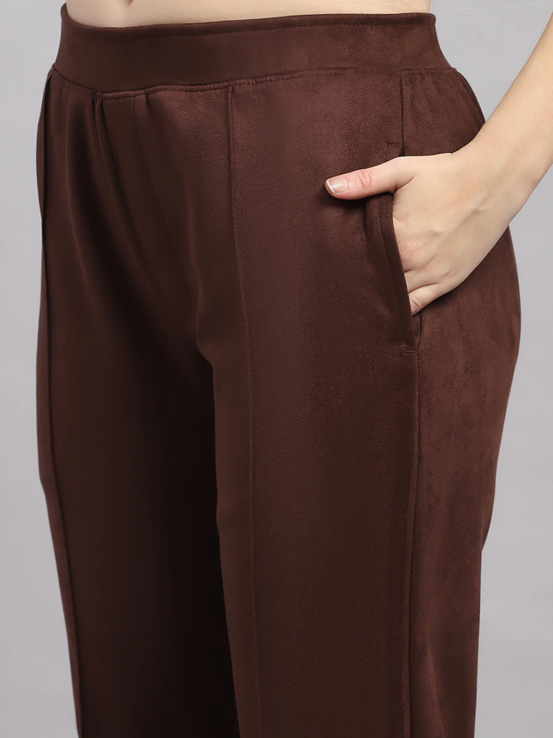 Women Brown Solid Hooded Full Sleeve Winter Tracksuit - Image 8