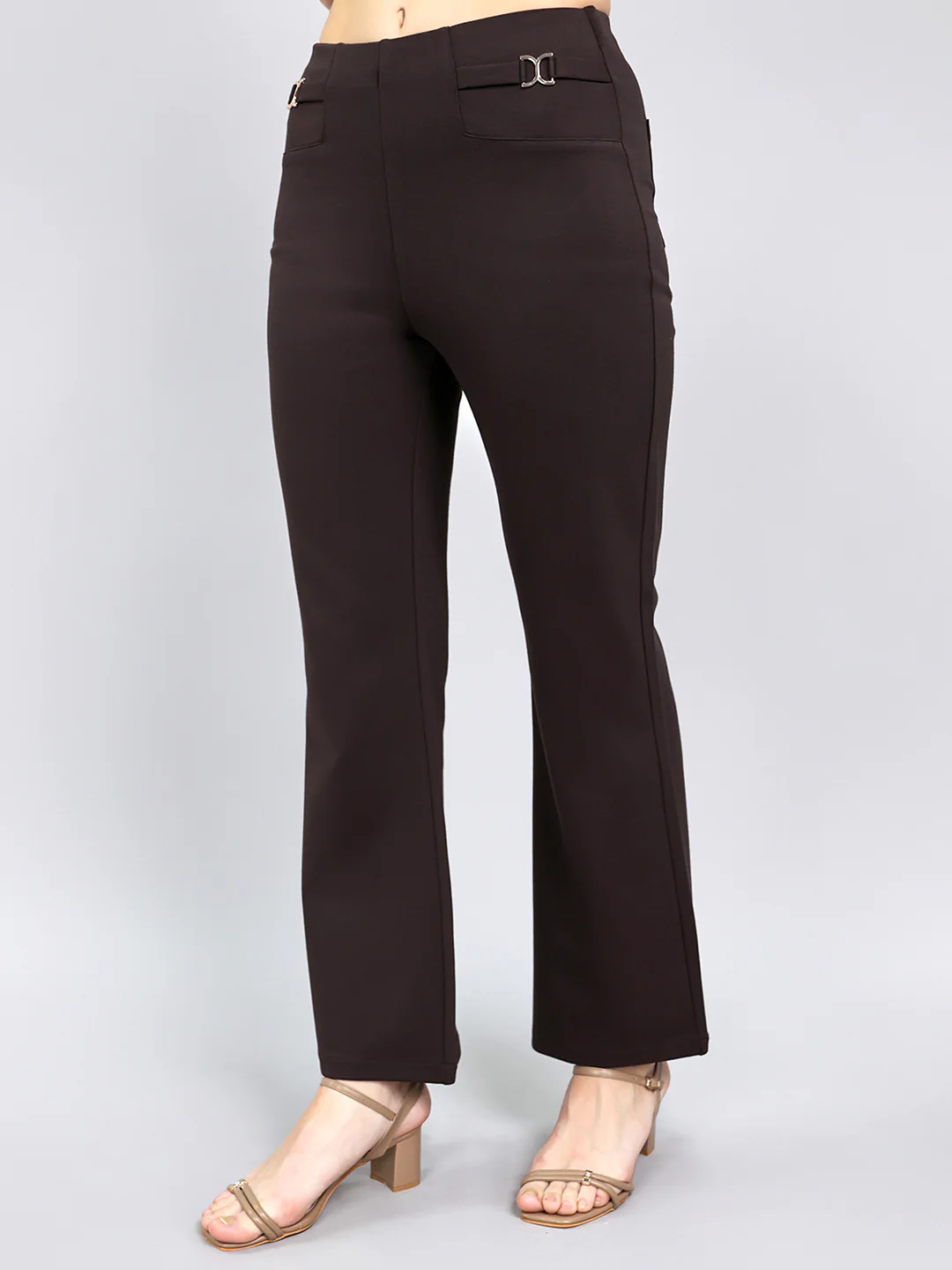 Women Brown Solid Regular Fit Jegging - Image 2