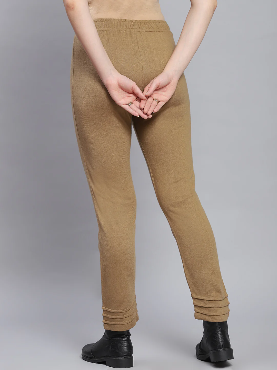 Women Brown Solid Regular Fit Winter Lowers - Image 5