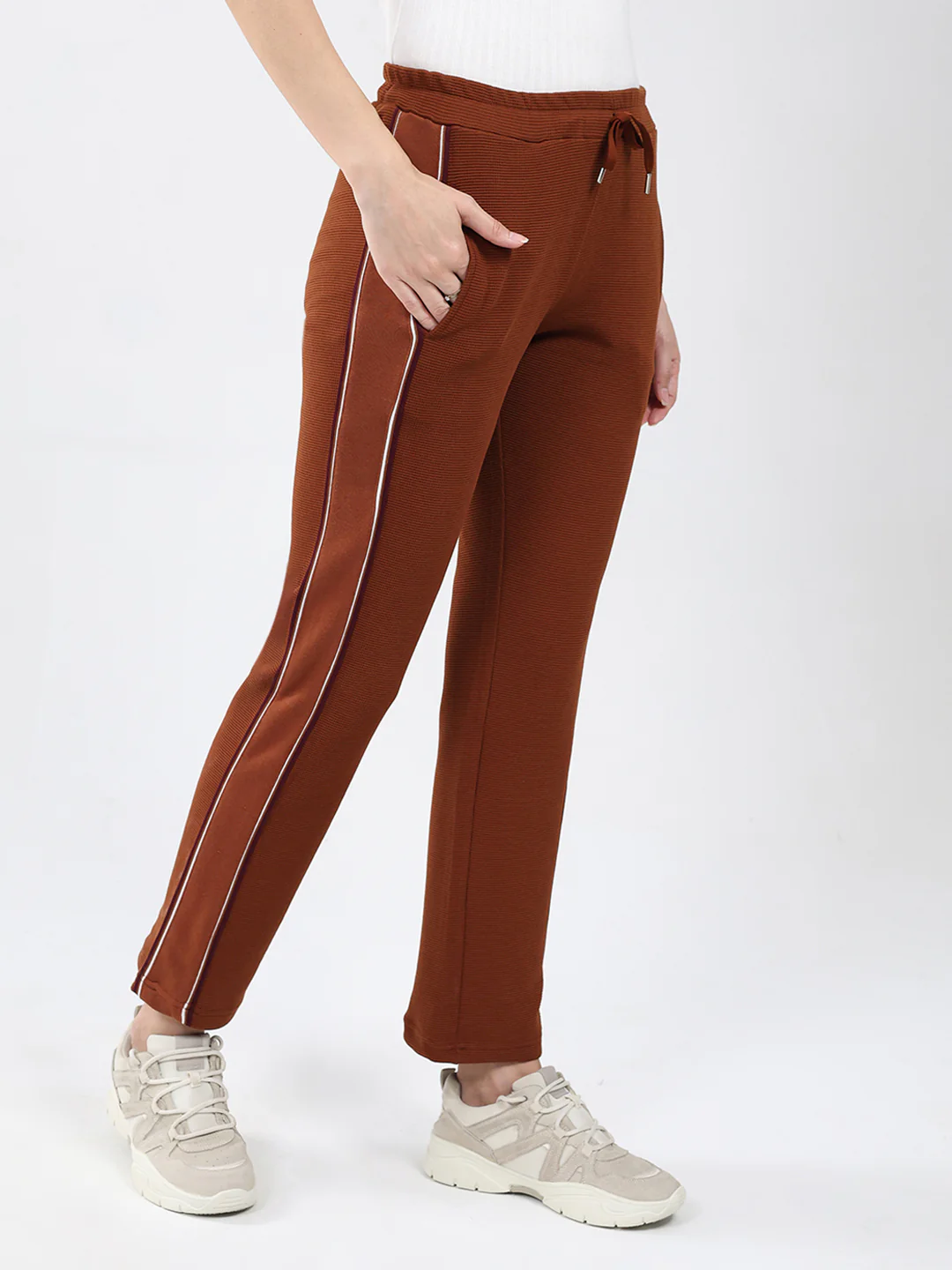 Women Brown Solid Regular Fit Winter Lower - Image 4