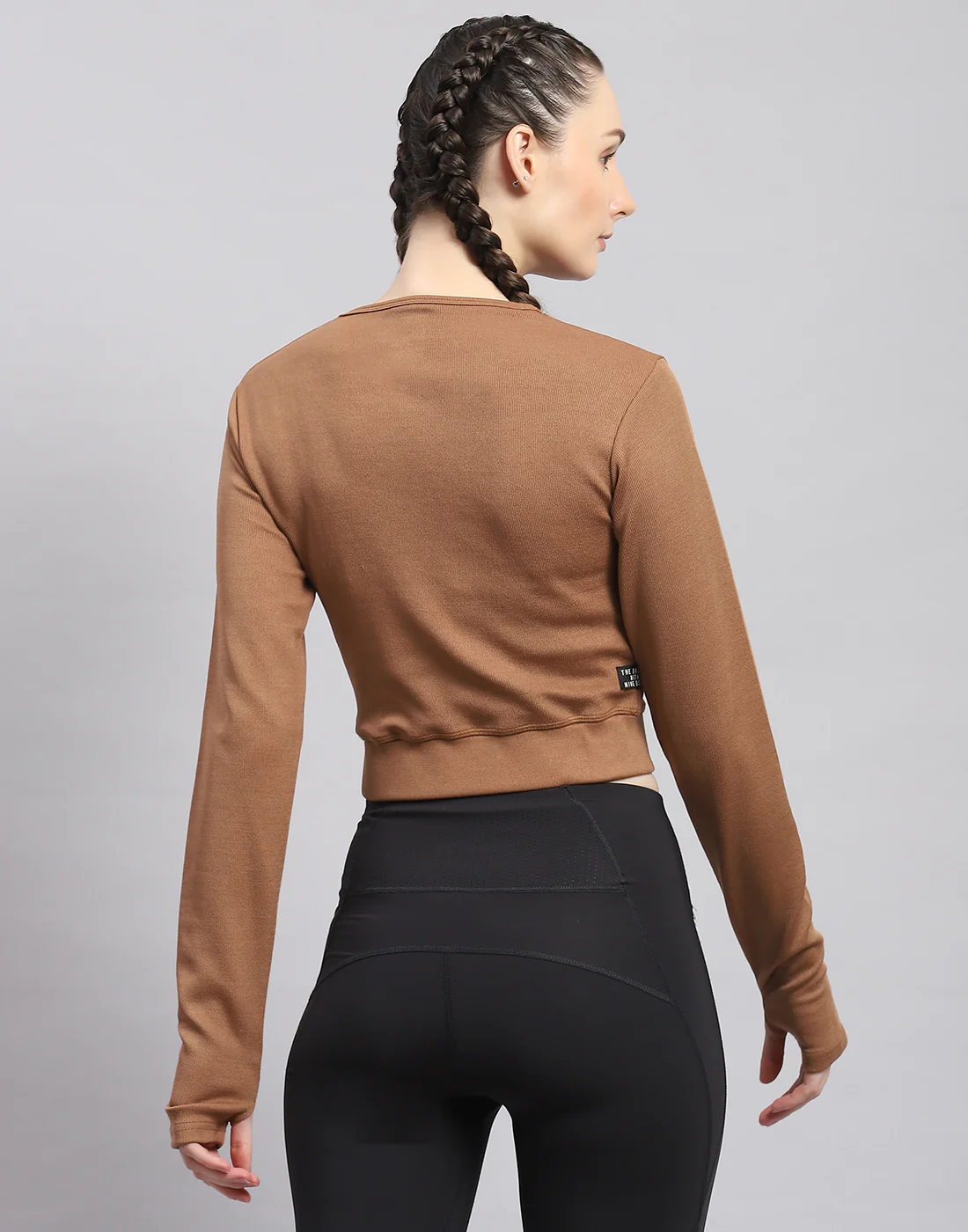Rock.it Women Brown Solid Round Neck Full Sleeve Sweatshirt - Image 5