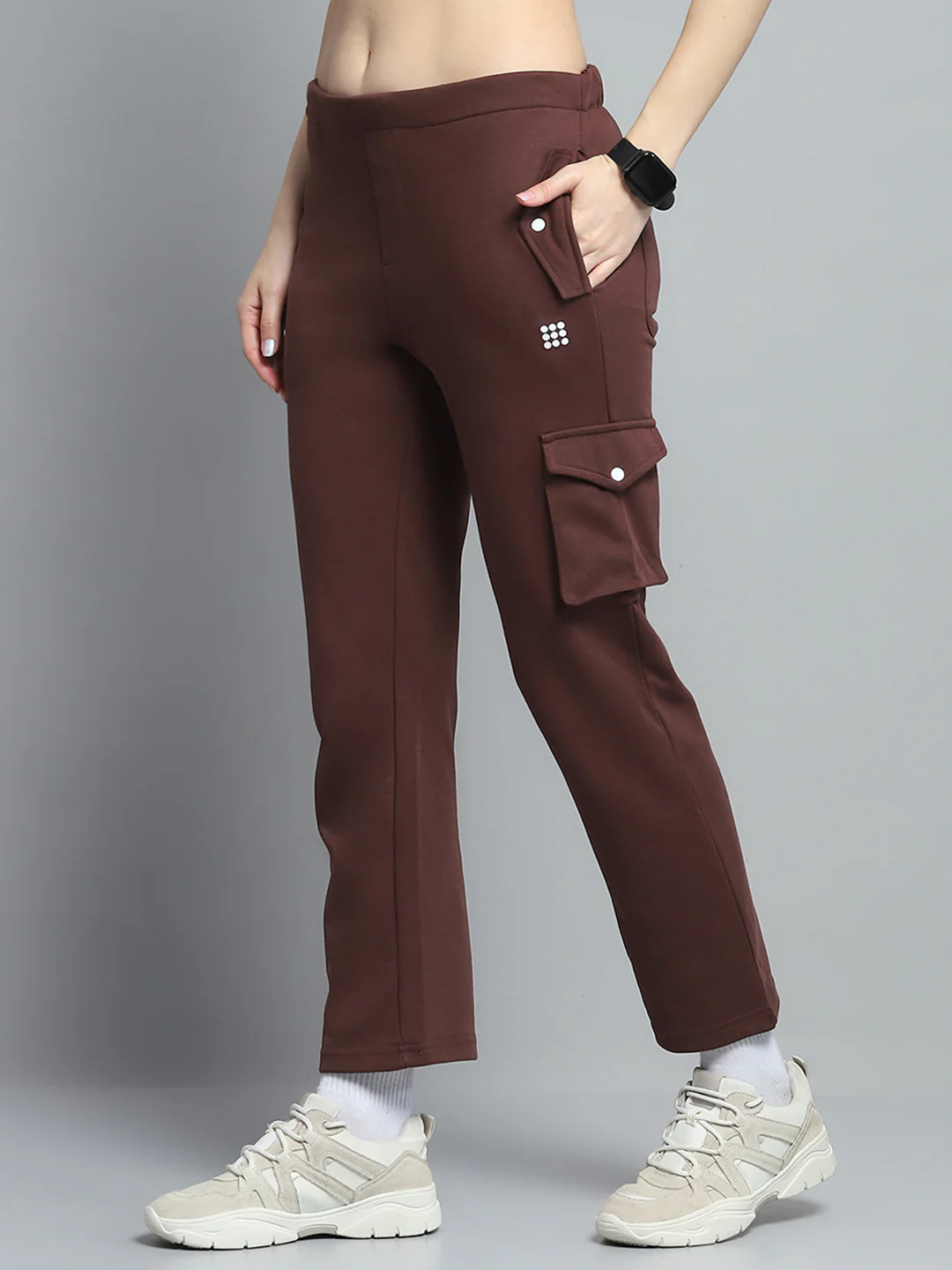Rock.it Women Brown Solid Round Neck Full Sleeve Tracksuit - Image 9